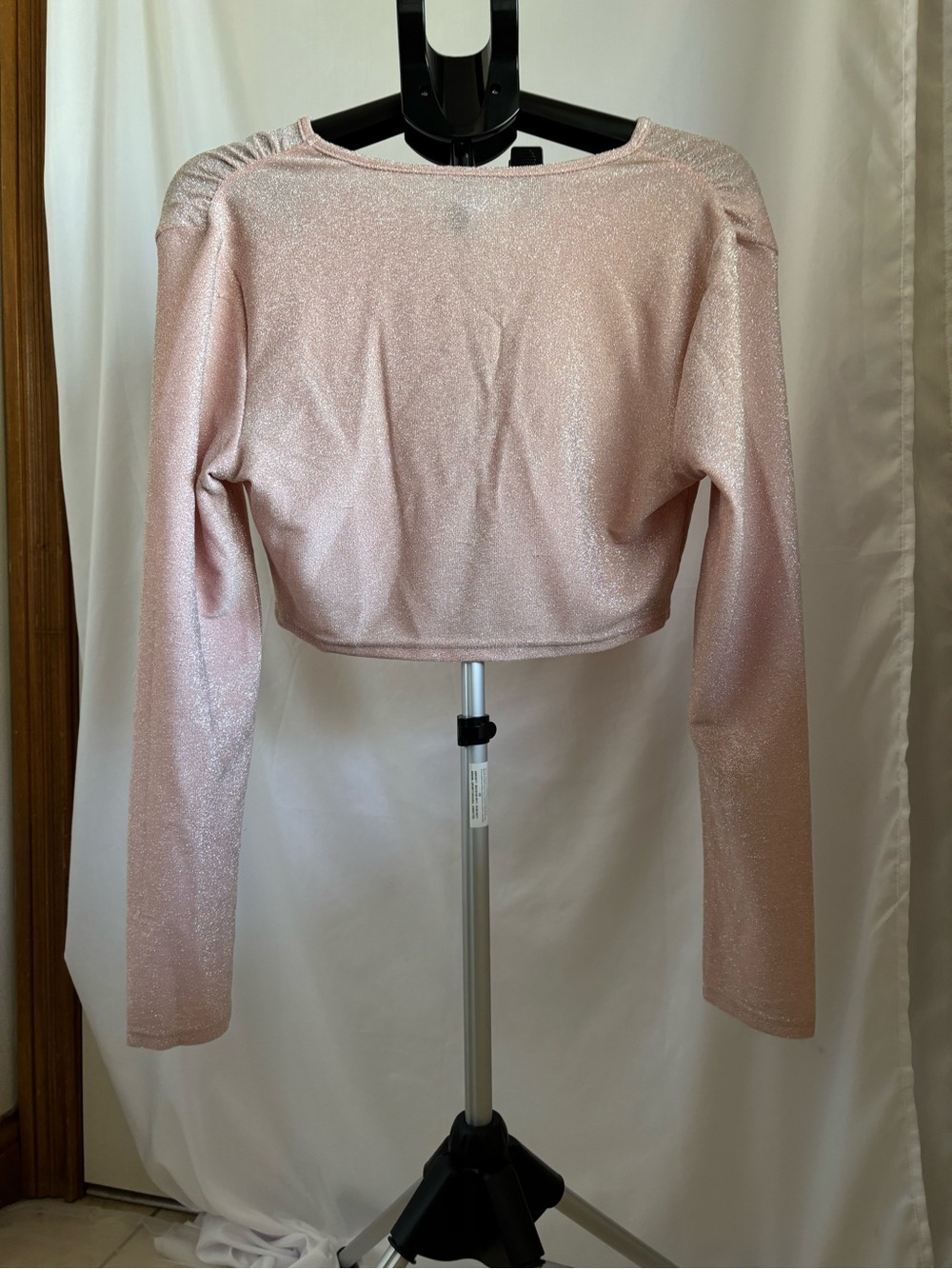 Shimmery Pink Long-Sleeve Mini Dress Top